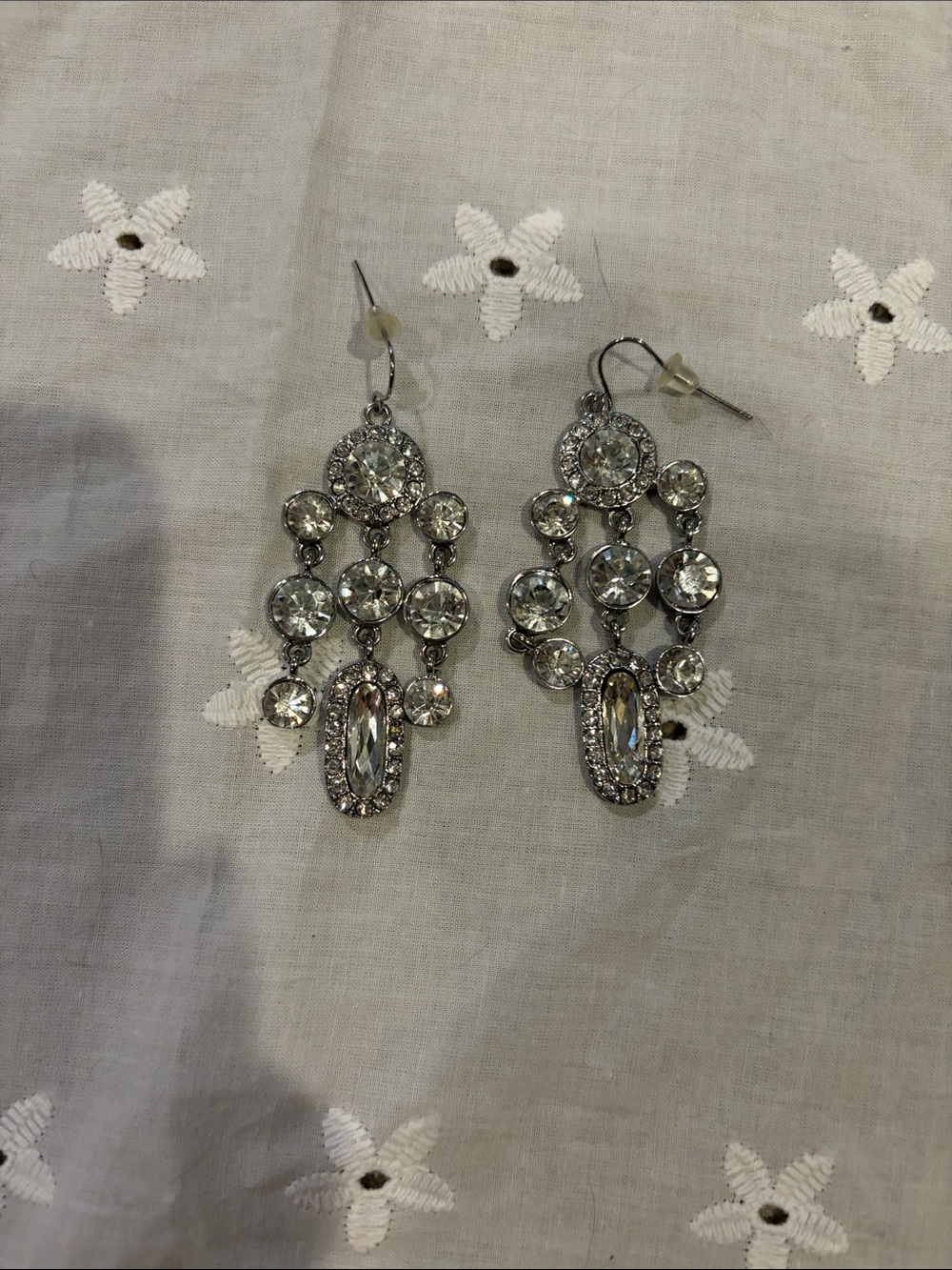 Crystal Chandelier Drop Earrings - Silver Tone